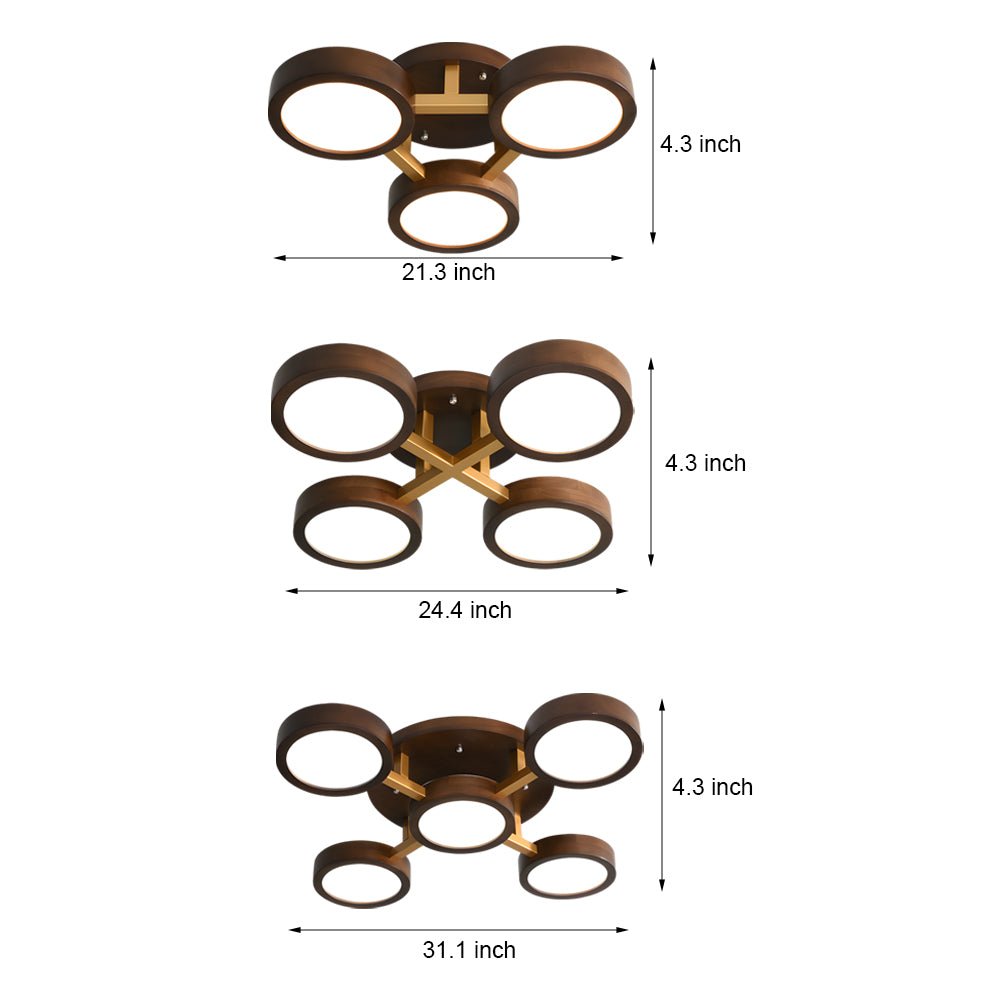 WINTHROP WALNUT CIRCLE LED FLUSH MOUNT LIGHTING