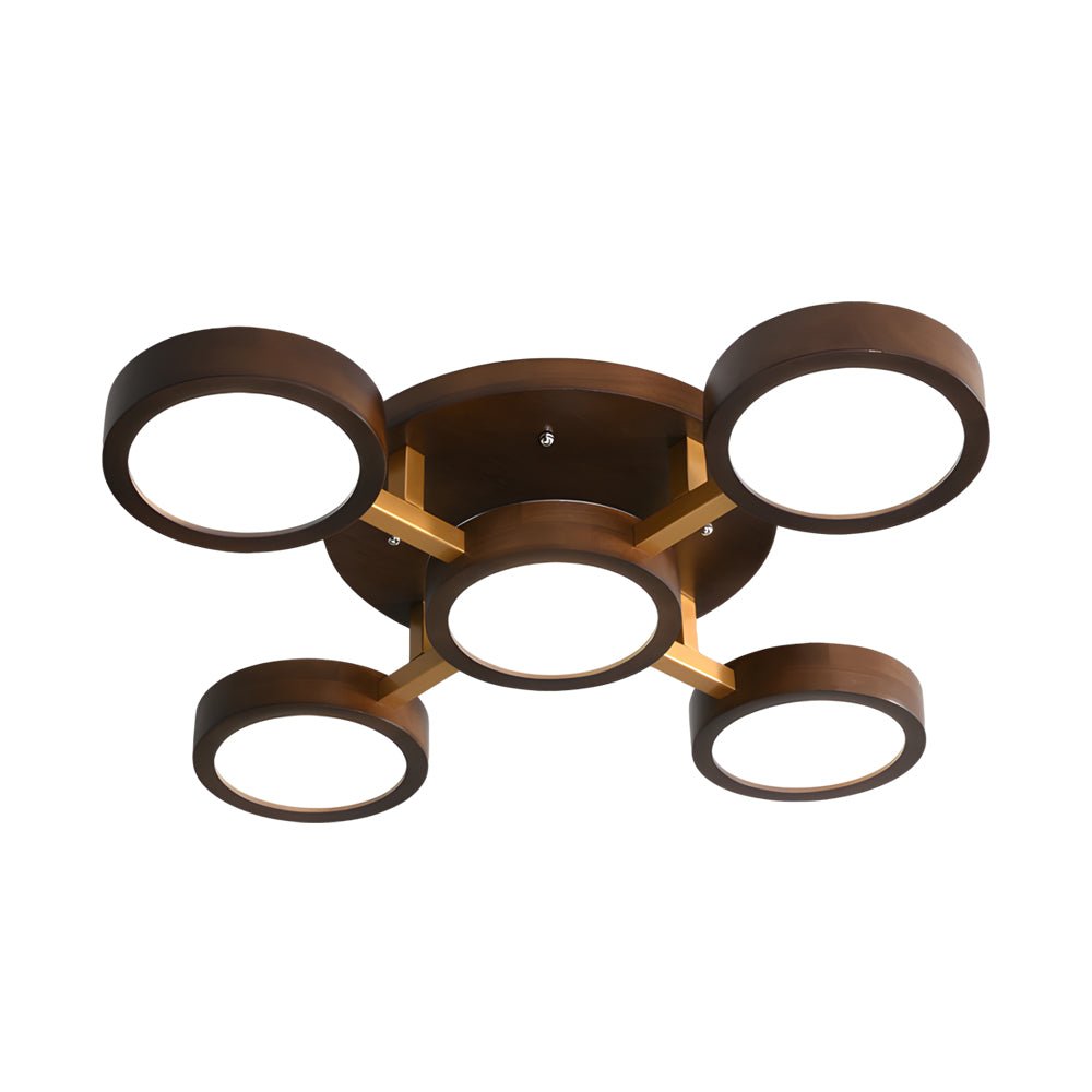 WINTHROP WALNUT CIRCLE LED FLUSH MOUNT LIGHTING