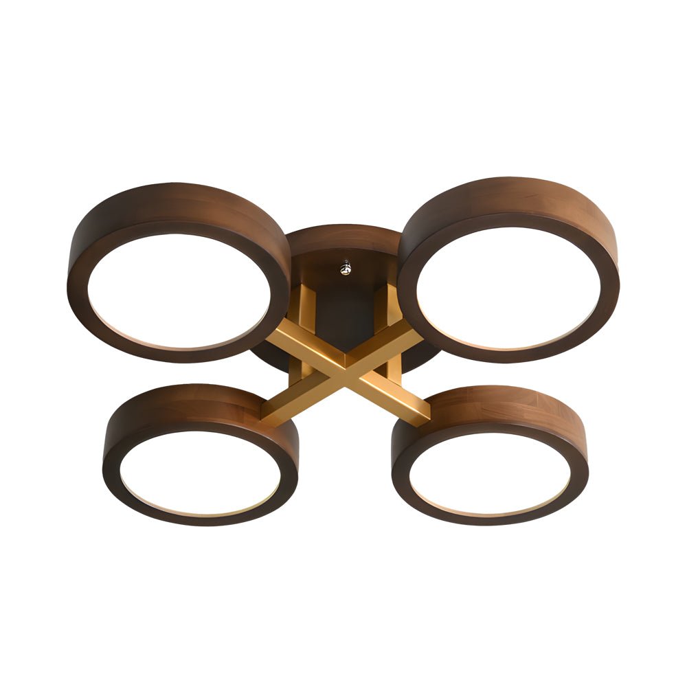 WINTHROP WALNUT CIRCLE LED FLUSH MOUNT LIGHTING