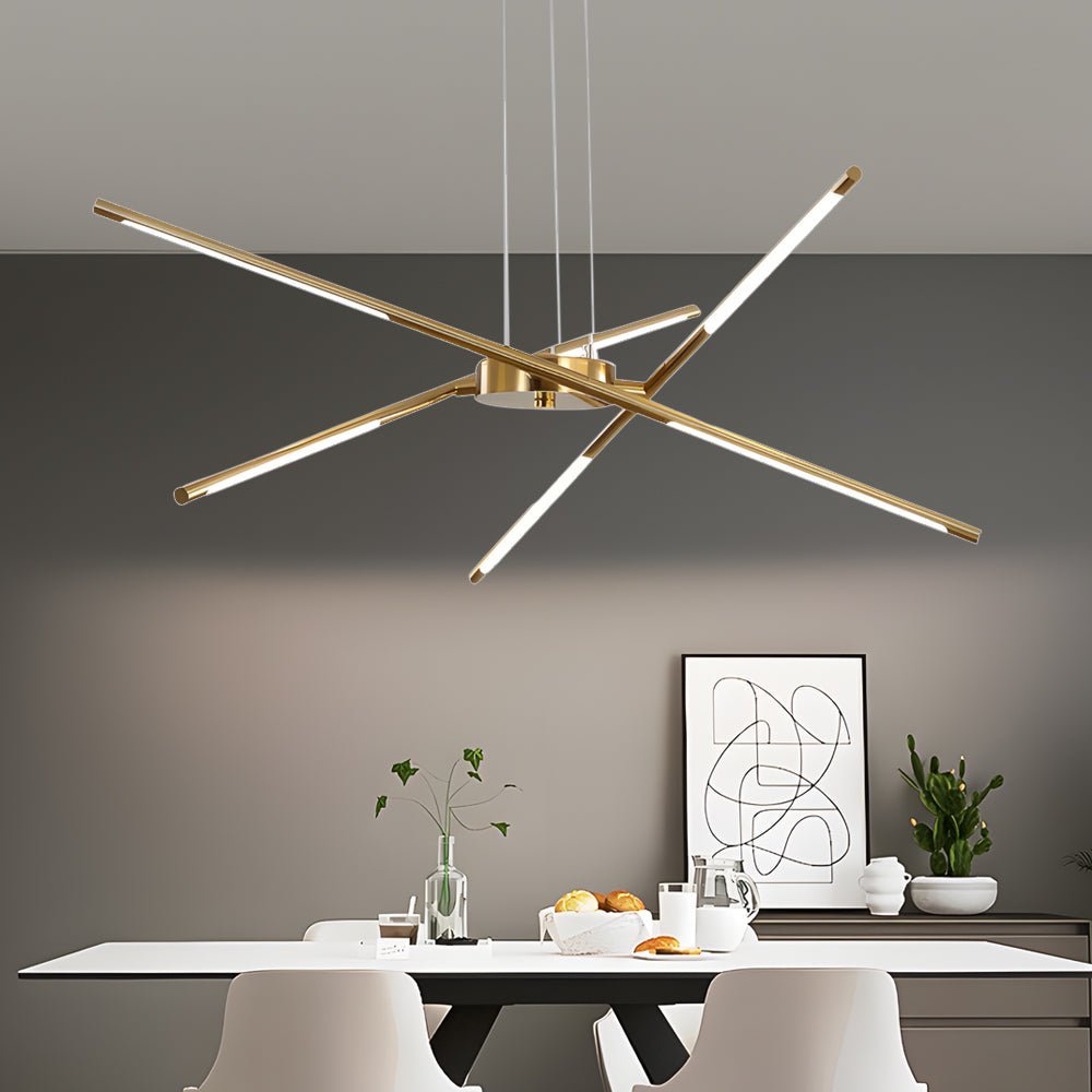 WINTERBOURNE MODERN SPUTNIK LINEAR LED CHANDELIER IN GOLD & BLACK