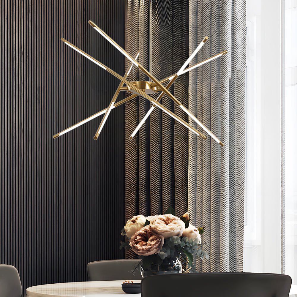 WINTERBOURNE MODERN SPUTNIK LINEAR LED CHANDELIER IN GOLD & BLACK