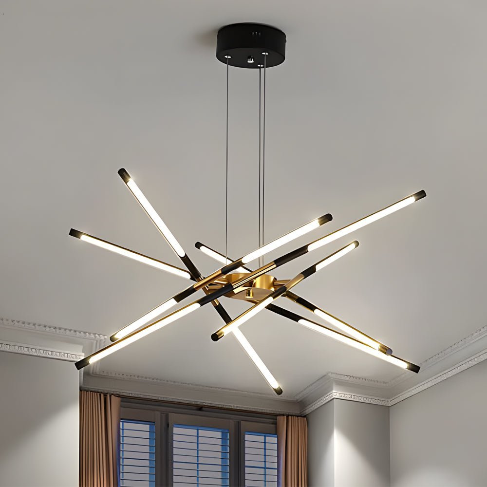 WINTERBOURNE MODERN SPUTNIK LINEAR LED CHANDELIER IN GOLD & BLACK