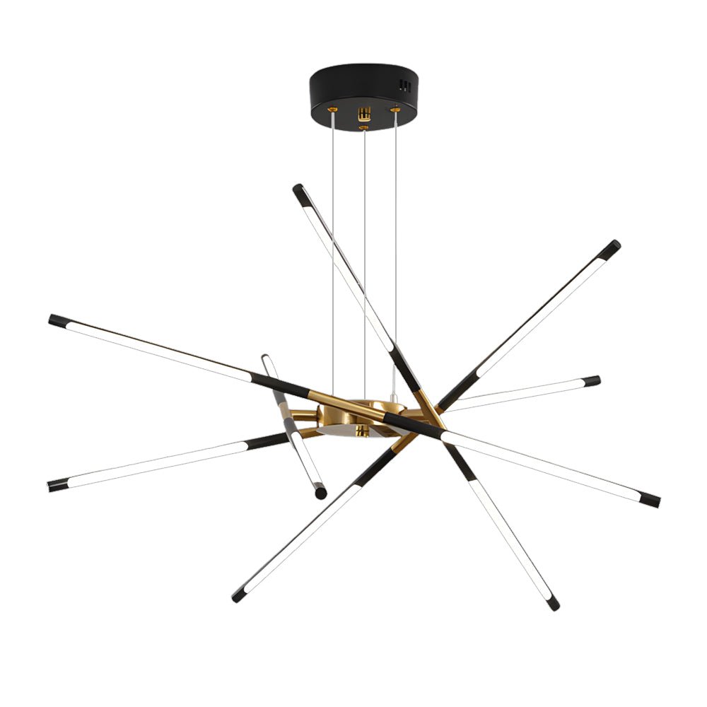 WINTERBOURNE MODERN SPUTNIK LINEAR LED CHANDELIER IN GOLD & BLACK