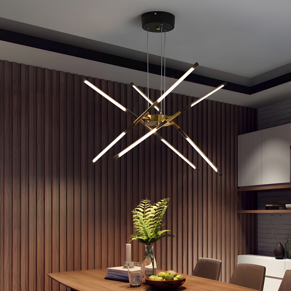 WINTERBOURNE MODERN SPUTNIK LINEAR LED CHANDELIER IN GOLD & BLACK