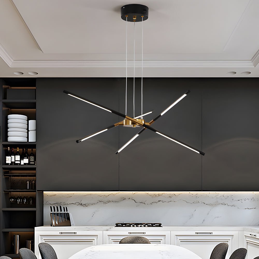 WINTERBOURNE MODERN SPUTNIK LINEAR LED CHANDELIER IN GOLD & BLACK