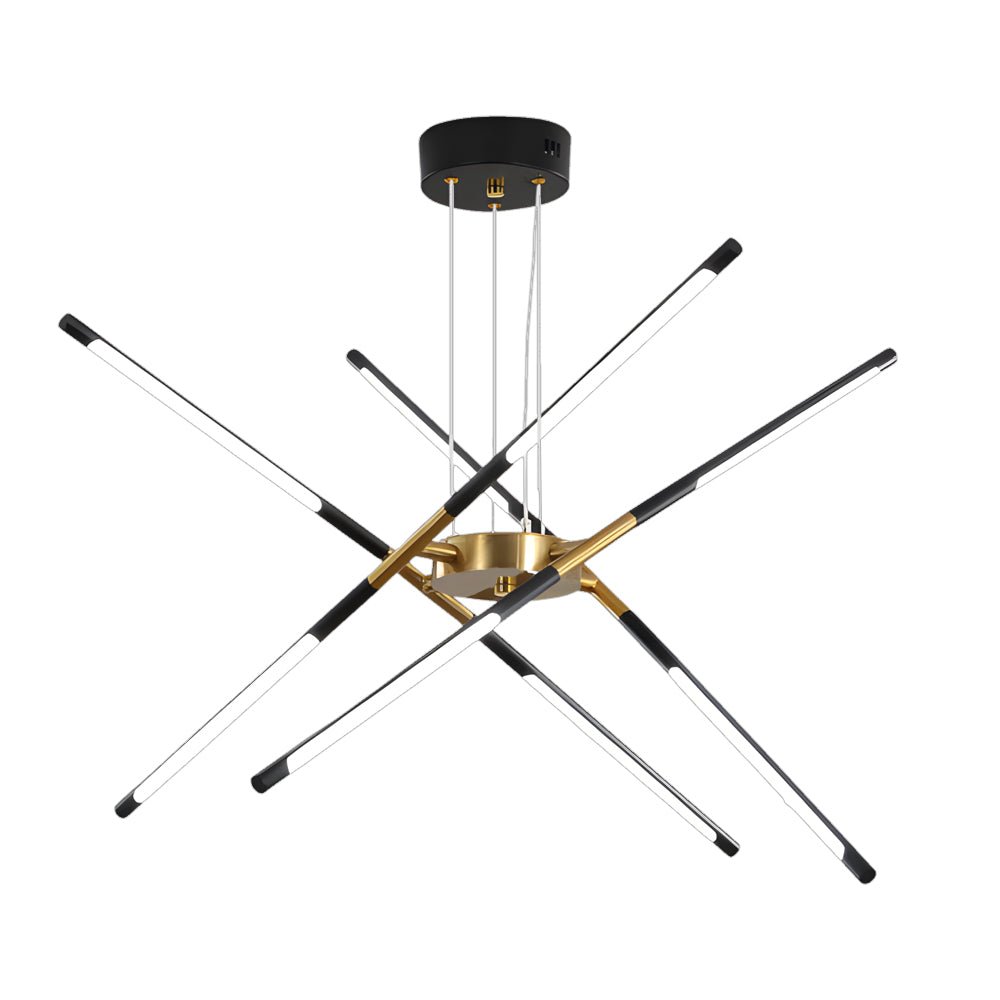 WINTERBOURNE MODERN SPUTNIK LINEAR LED CHANDELIER IN GOLD & BLACK