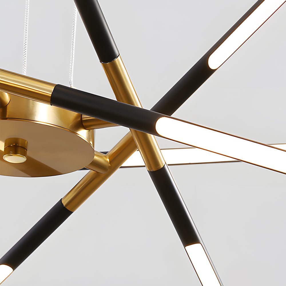 WINTERBOURNE MODERN SPUTNIK LINEAR LED CHANDELIER IN GOLD & BLACK
