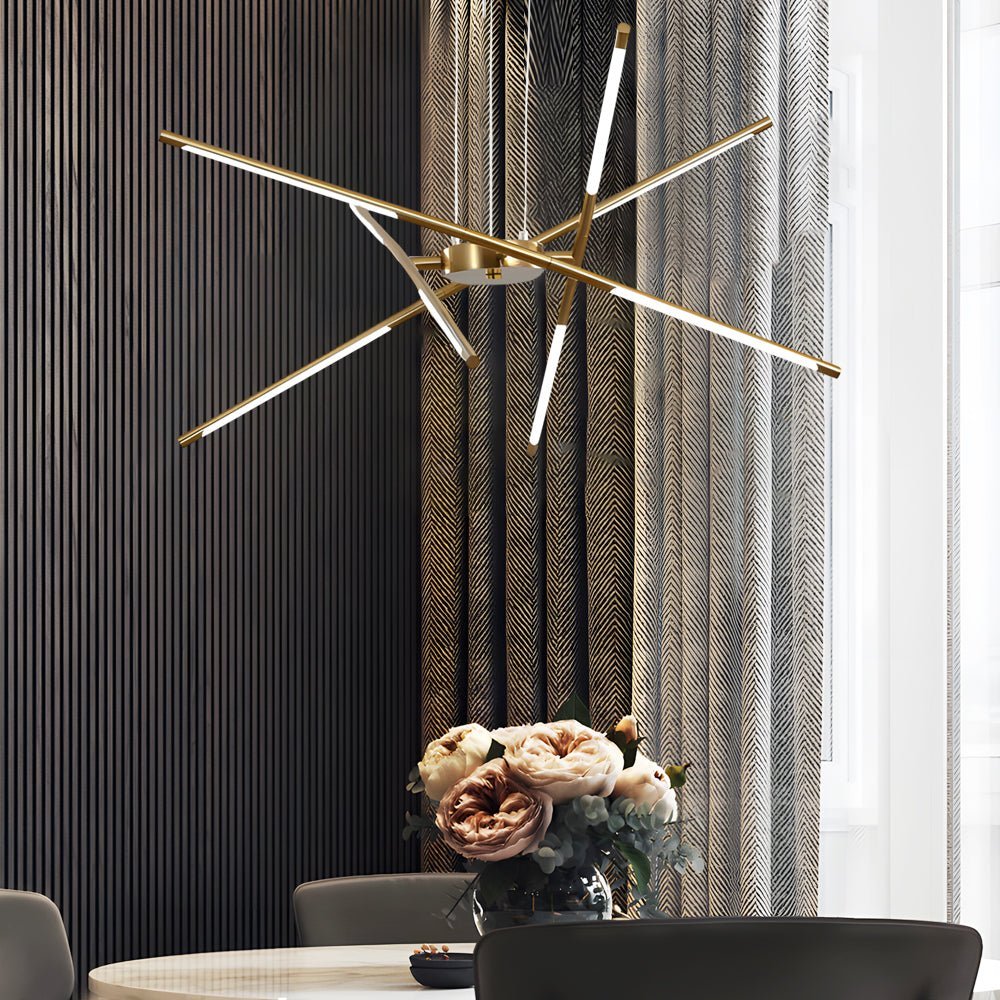 WINTERBOURNE MODERN SPUTNIK LINEAR LED CHANDELIER IN GOLD & BLACK