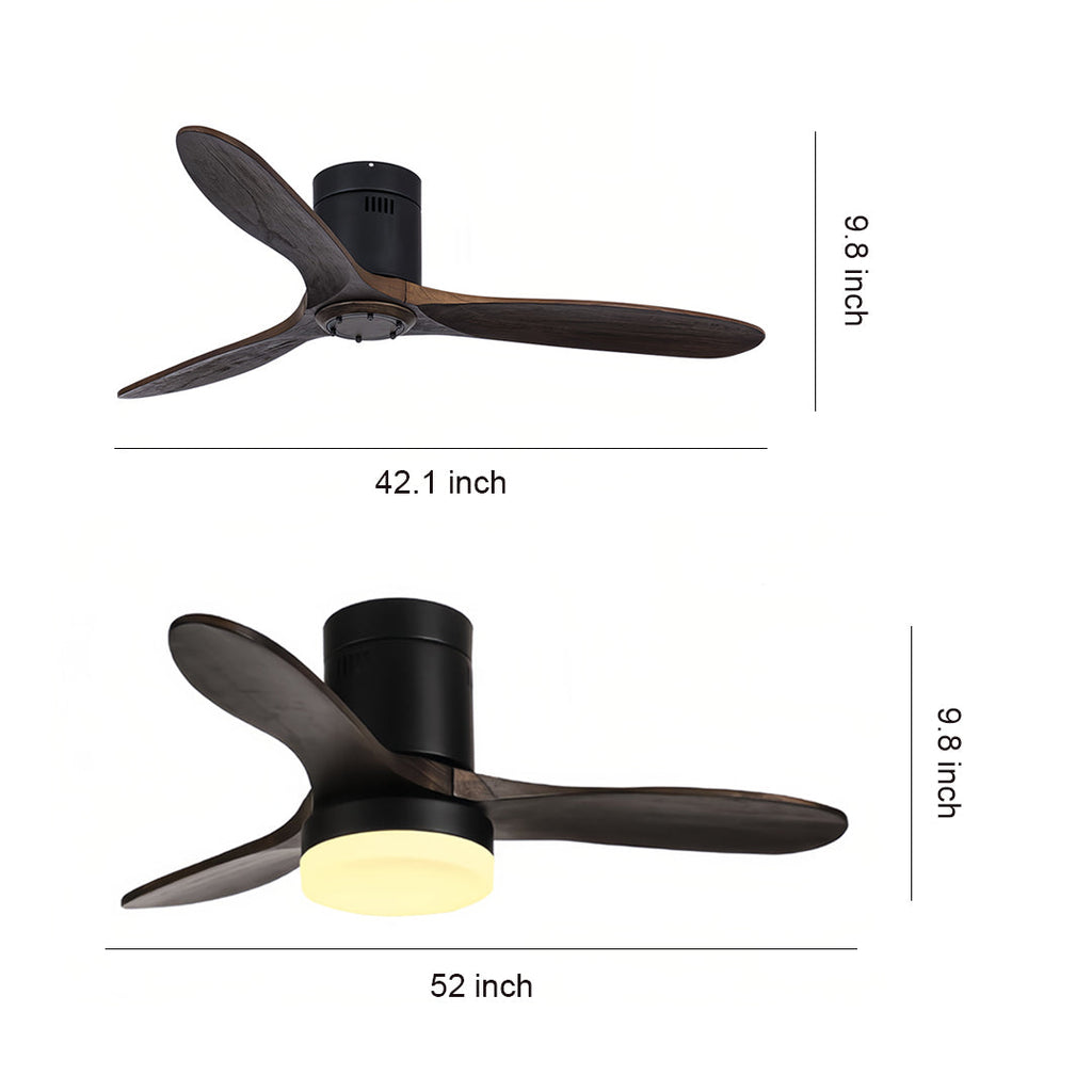 THORNBURY OAK TRIO CEILING FAN WITH LED ILLUMINATION AND REMOTE CONTROL
