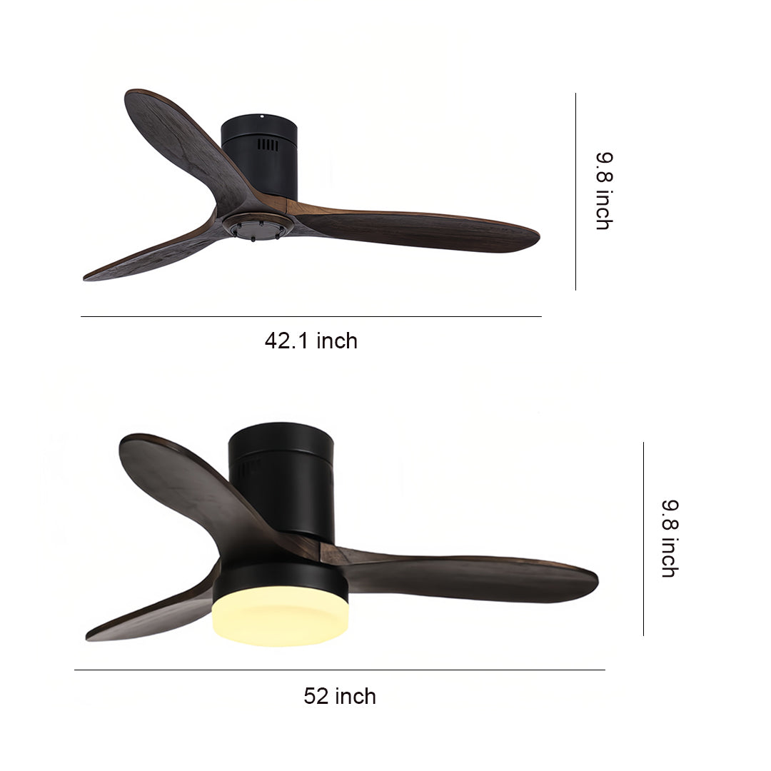 THORNBURY OAK TRIO CEILING FAN WITH LED ILLUMINATION AND REMOTE CONTROL