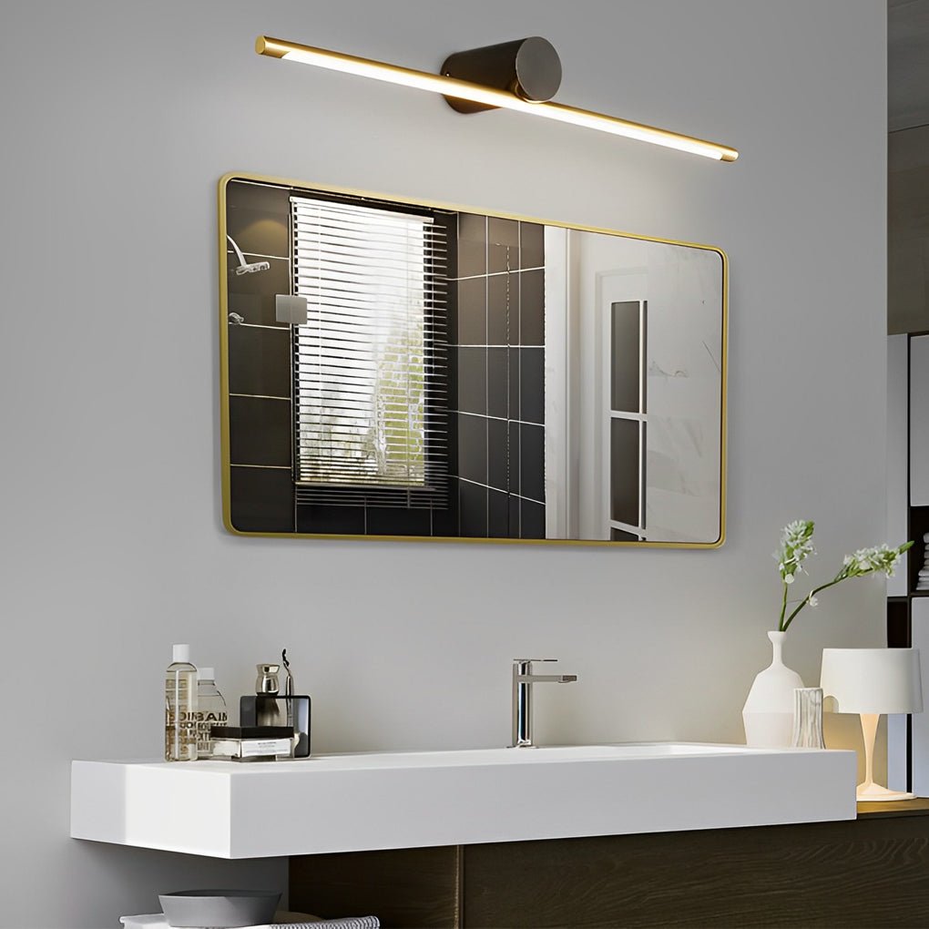 WINTERBOURNE DUAL-TONE BATHROOM ILLUMINATOR WITH CYLINDRICAL SHADE AND LINEAR ACCENT