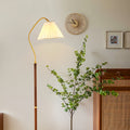 WHITBY WALNUT STANDING LAMP WITH VINTAGE FABRIC SHADE