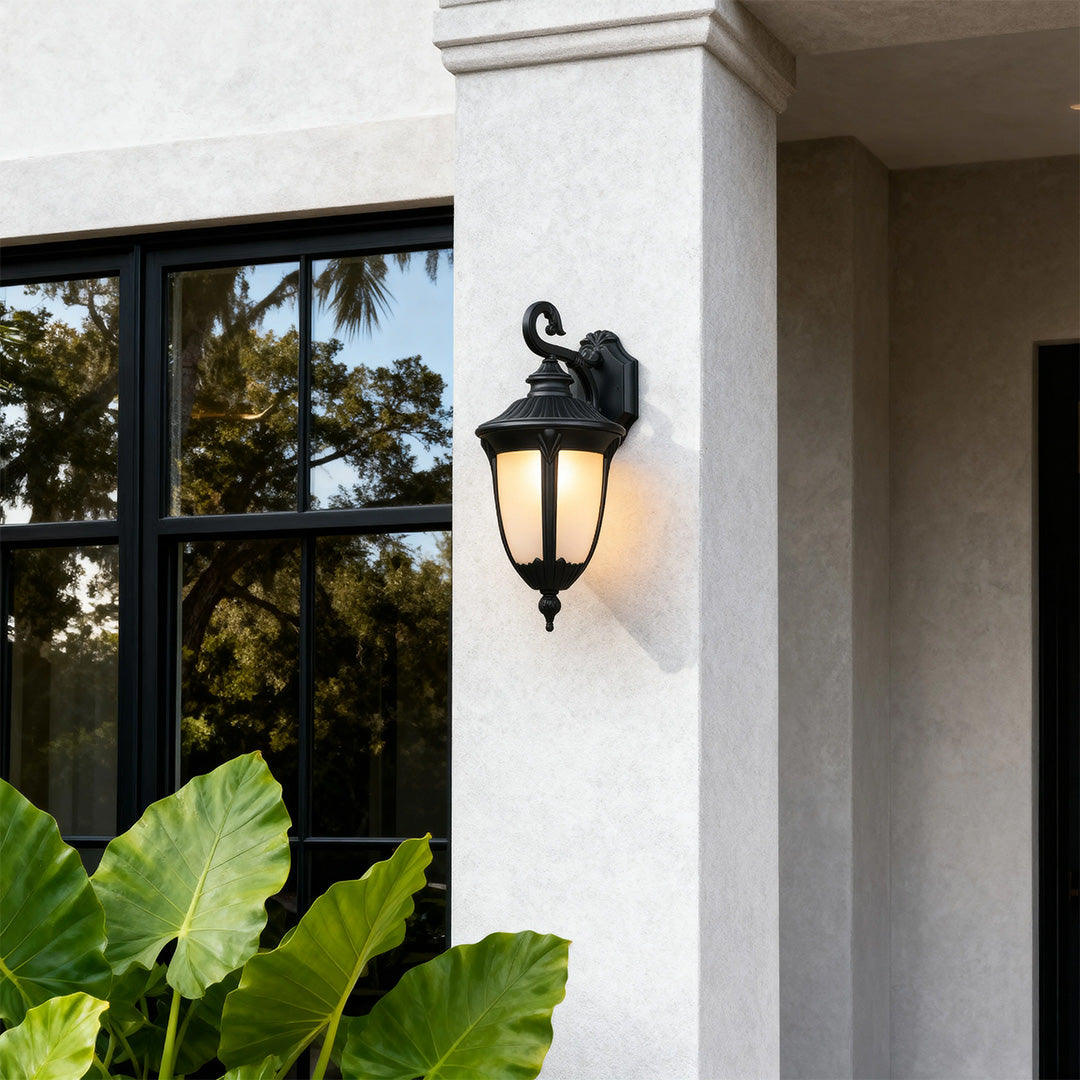 WINTERBOURNE CHARCOAL OUTDOOR SCONCE WITH GLASS CANOPY