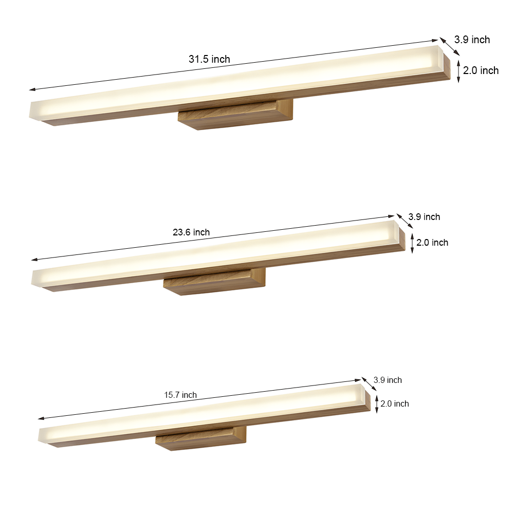 RAVENHURST WOODEN RECTANGULAR LED BATHROOM SCONCE