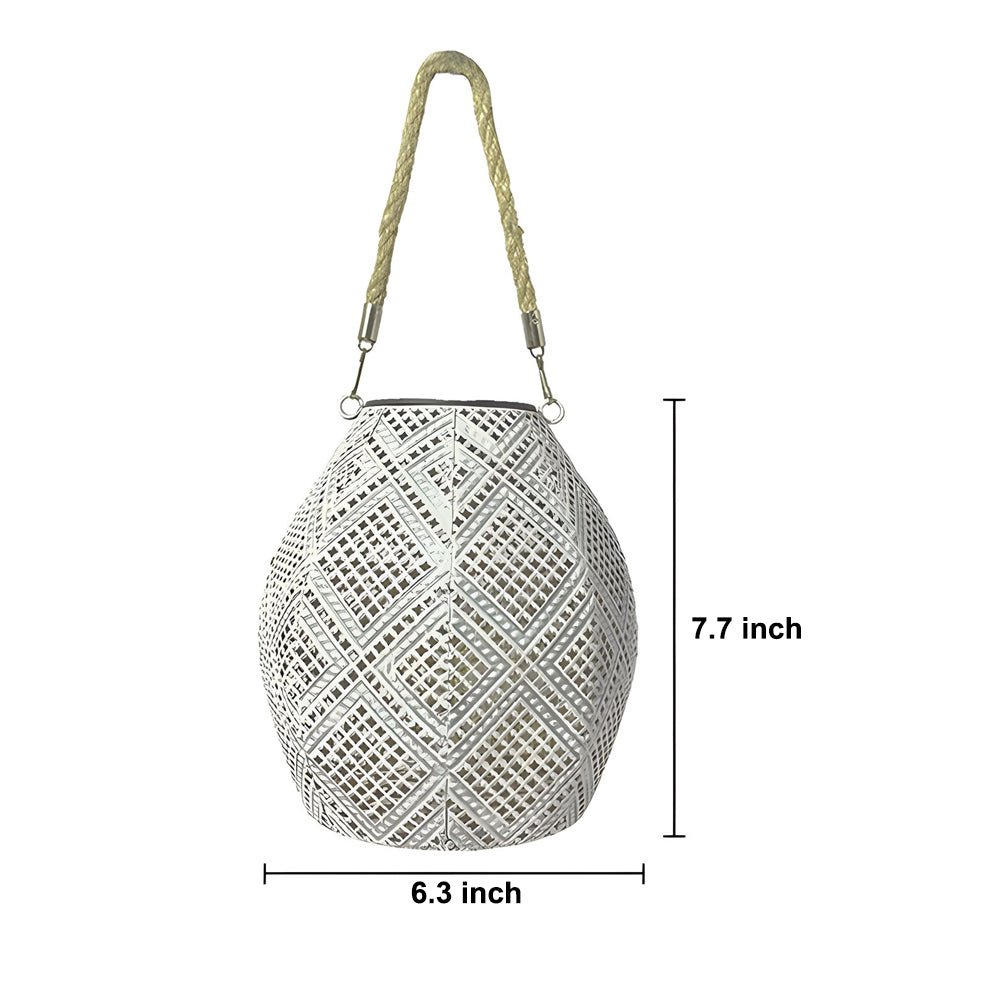ALCOTT WHITESHINE SOLAR HANGING LANTERN WITH MOROCCAN INFLUENCE