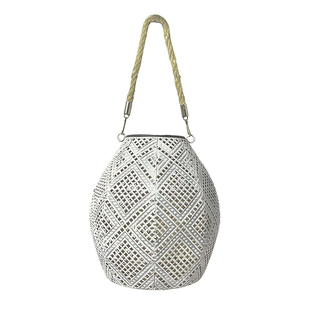 ALCOTT WHITESHINE SOLAR HANGING LANTERN WITH MOROCCAN INFLUENCE