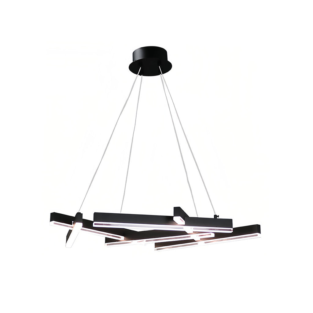 RAVENSCROFT MODERN BLACK METAL GEOMETRIC CHANDELIER WITH LED ILLUMINATION