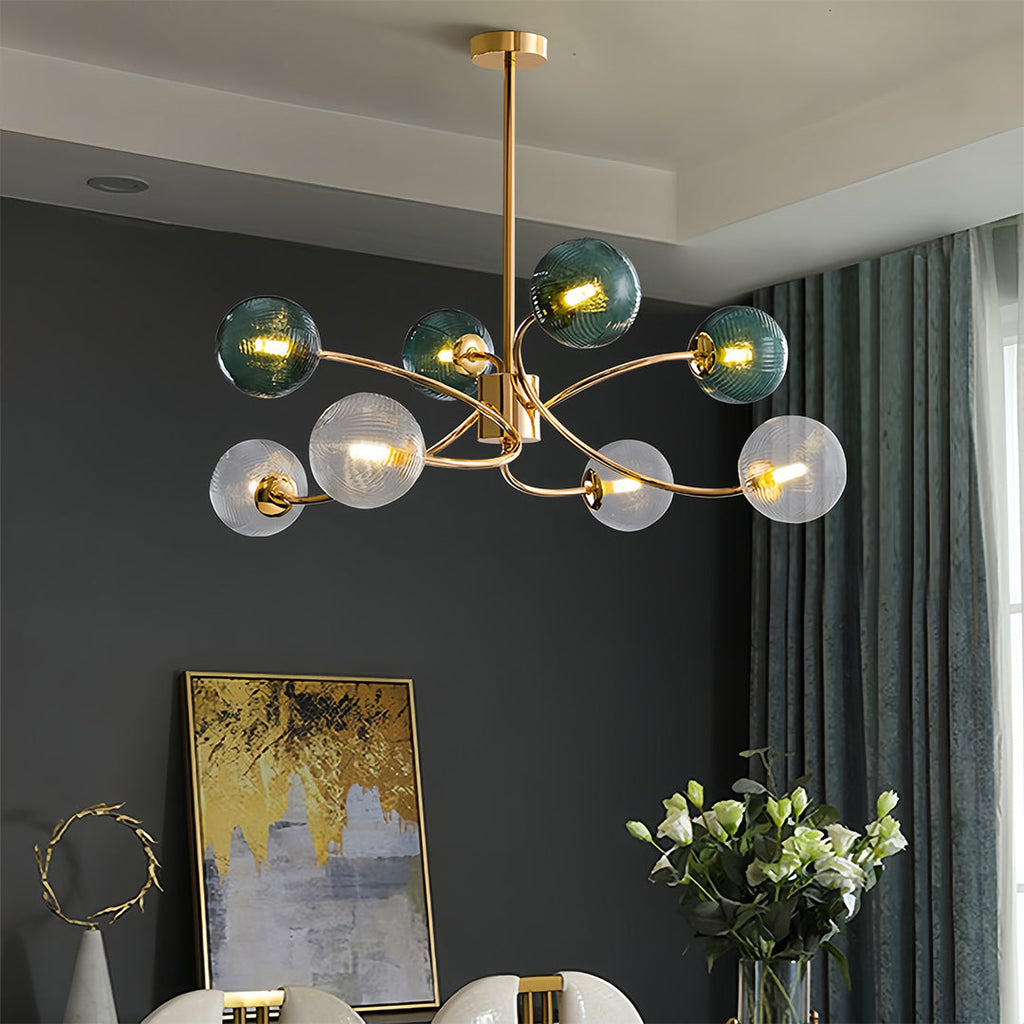 WINTHORPE SIX-BULB GLASS CEILING LANTERN WITH GOLD ACCENTS