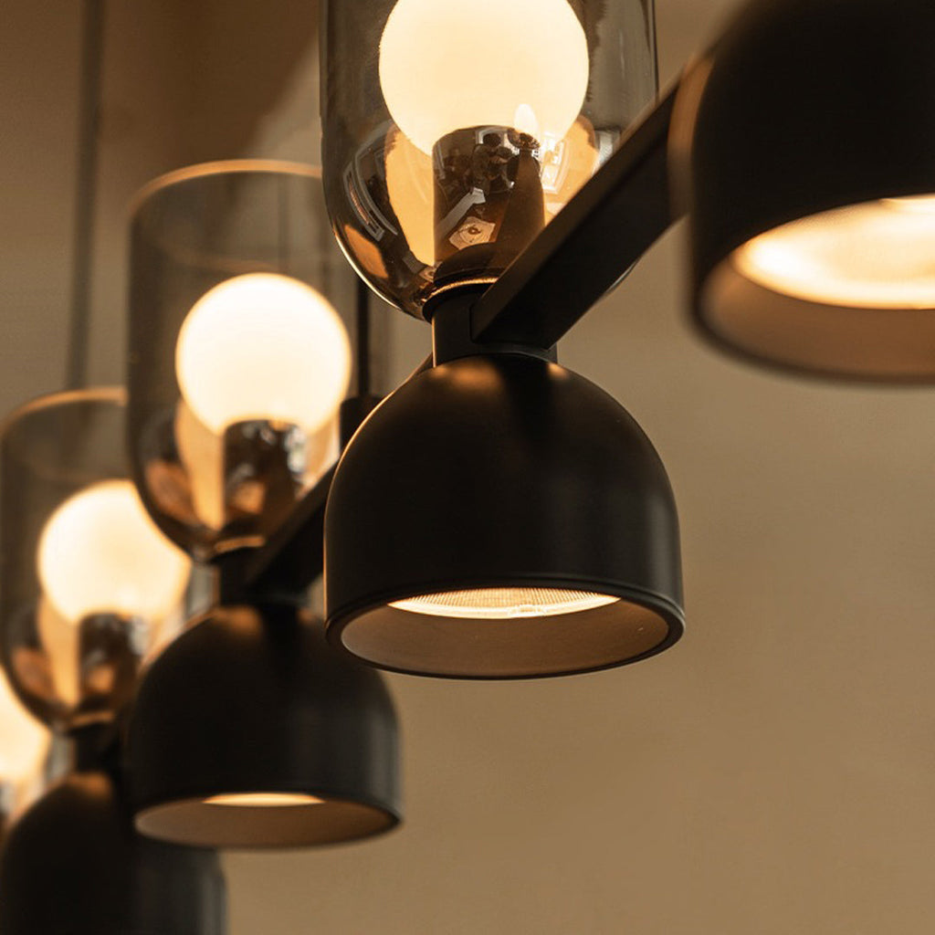 WINTHROP GLASS AND METAL ADJUSTABLE CEILING LANTERN
