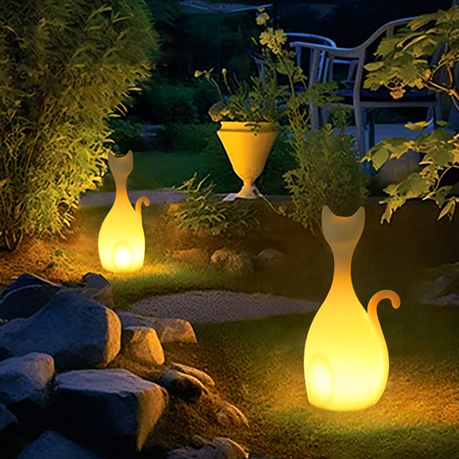 WHISPERING WILLOWS Feline Solar Illumination Sculpture