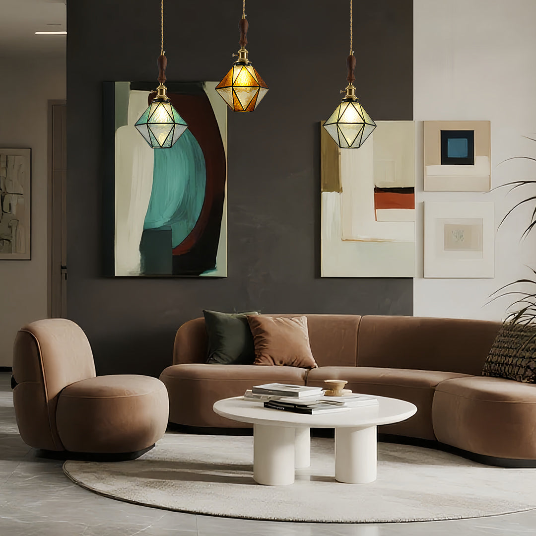 WINTHROP DIAMOND BRASS HANGING LANTERN