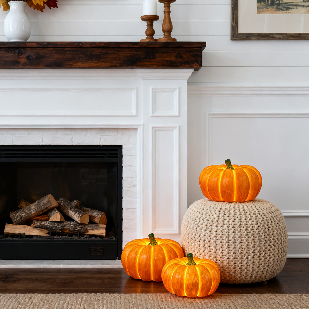 WINTERBOURNE GLOWING PUMPKIN RESIN LANTERN