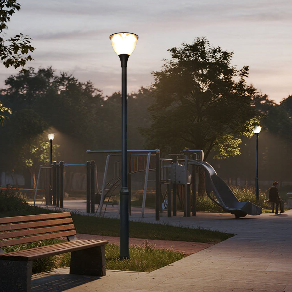 **LARCHMONT ILLUMINATED POST LANTERN**  
Sleek and contemporary, this outdoor post lantern features a streamlined silhouette, perfect for illuminating pathways and gardens with a modern touch.

**WINDSOR GLOW OUTDOOR LIGHTING COLUMN**  
A refined lighting