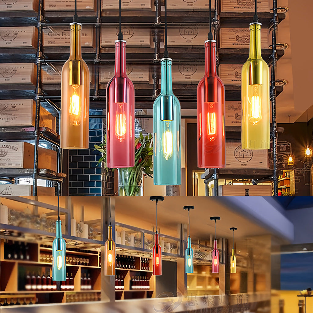 WINDSOR HUE VINTAGE GLASS WINE BOTTLE CEILING LANTERN