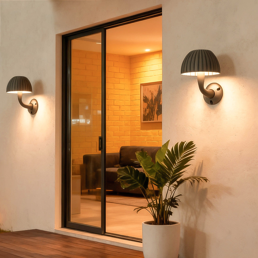 THISTLEWOOD OUTDOOR MUSHROOM LANTERN - WEATHER-RESISTANT MODERN WALL LIGHT