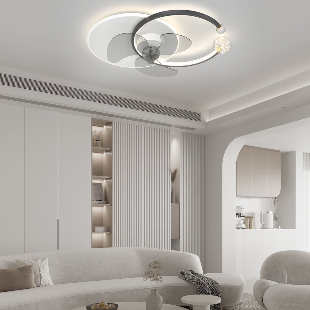 WINTHORPE MODERN CIRCULAR DIMMING CEILING FAN LIGHT