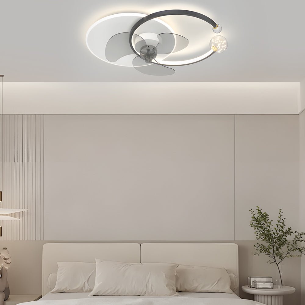 WINTHORPE MODERN CIRCULAR DIMMING CEILING FAN LIGHT