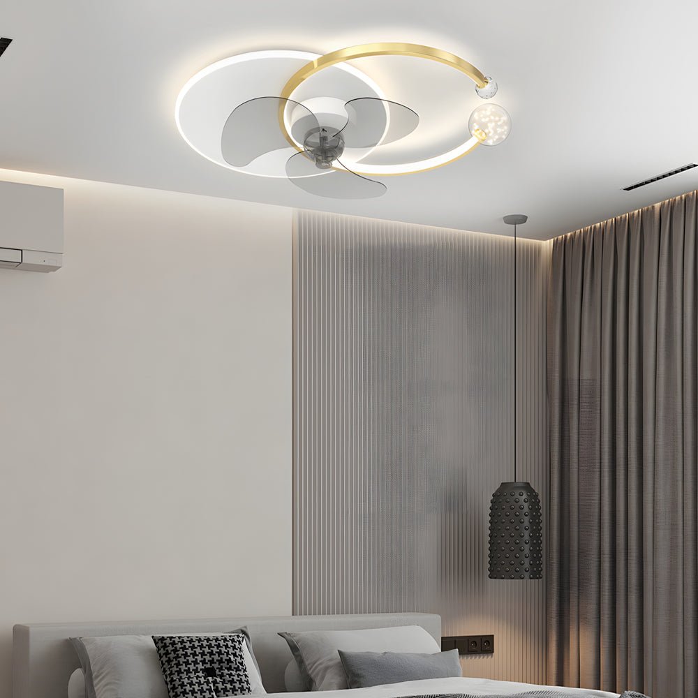 WINTHORPE MODERN CIRCULAR DIMMING CEILING FAN LIGHT