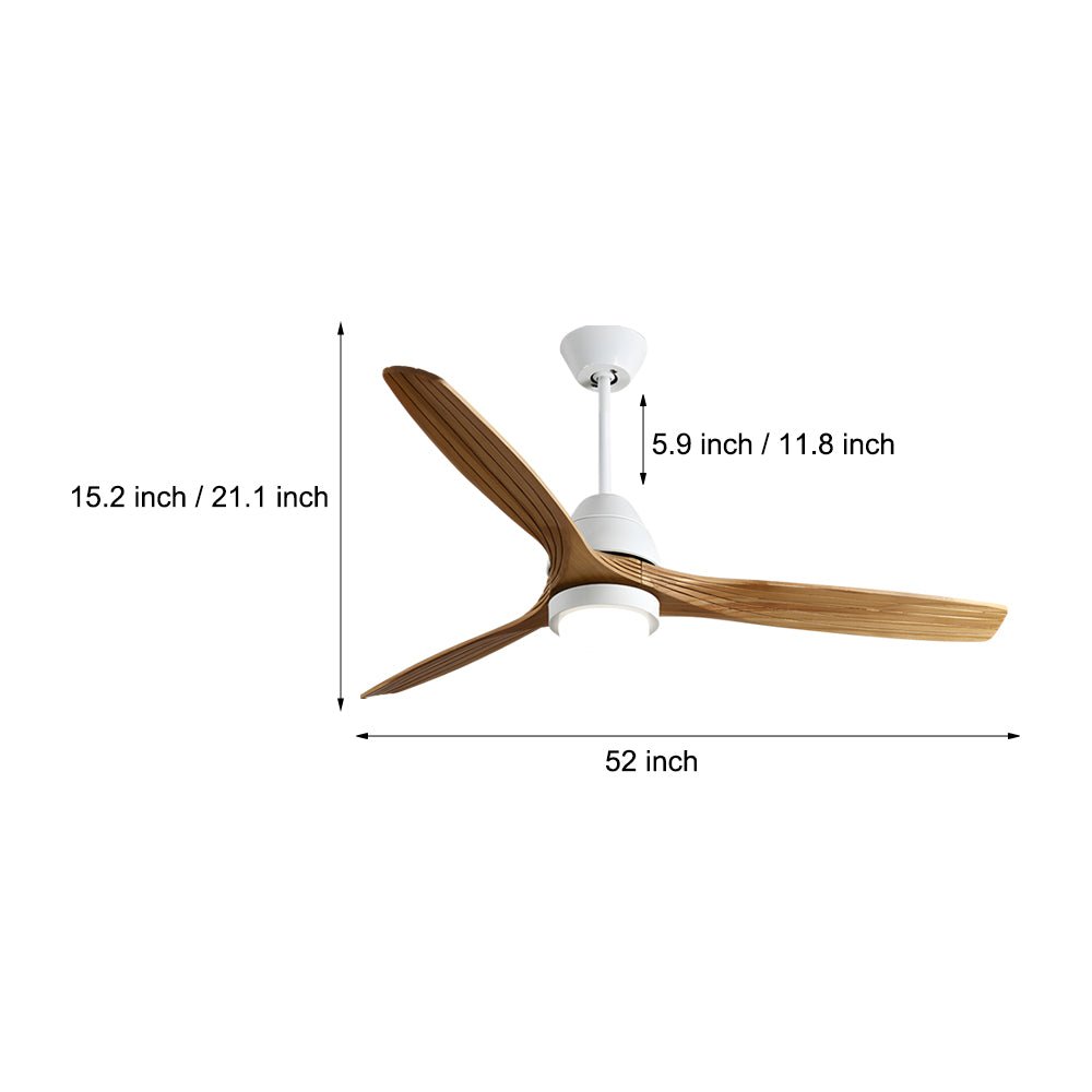 RAVENHURST 52-INCH TRIO-WING WOODEN CEILING FAN WITH REMOTE CONTROL, 6-SPEED SETTINGS
