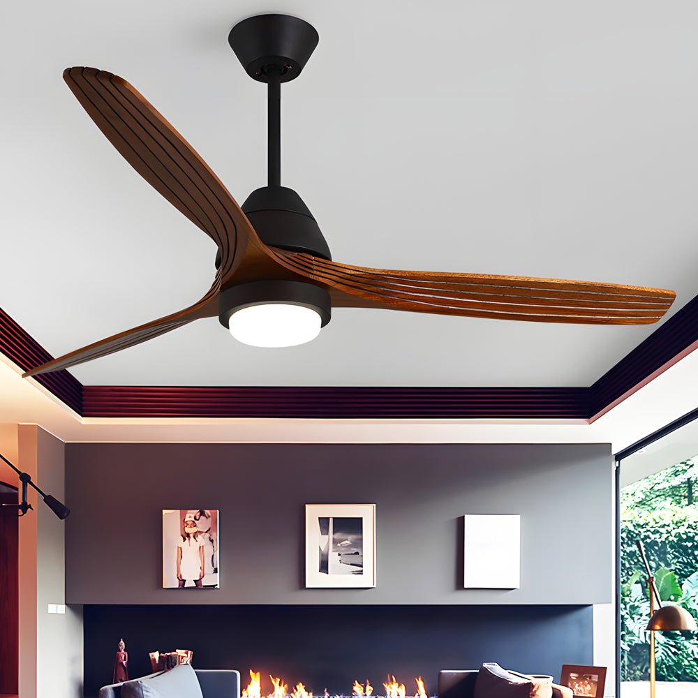 RAVENHURST 52-INCH TRIO-WING WOODEN CEILING FAN WITH REMOTE CONTROL, 6-SPEED SETTINGS
