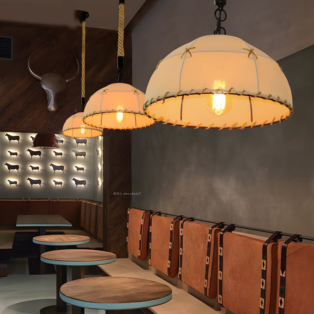 RAVENSHILL HEMP-WRAPPED LINEN CHANDELIER WITH LED GLOW