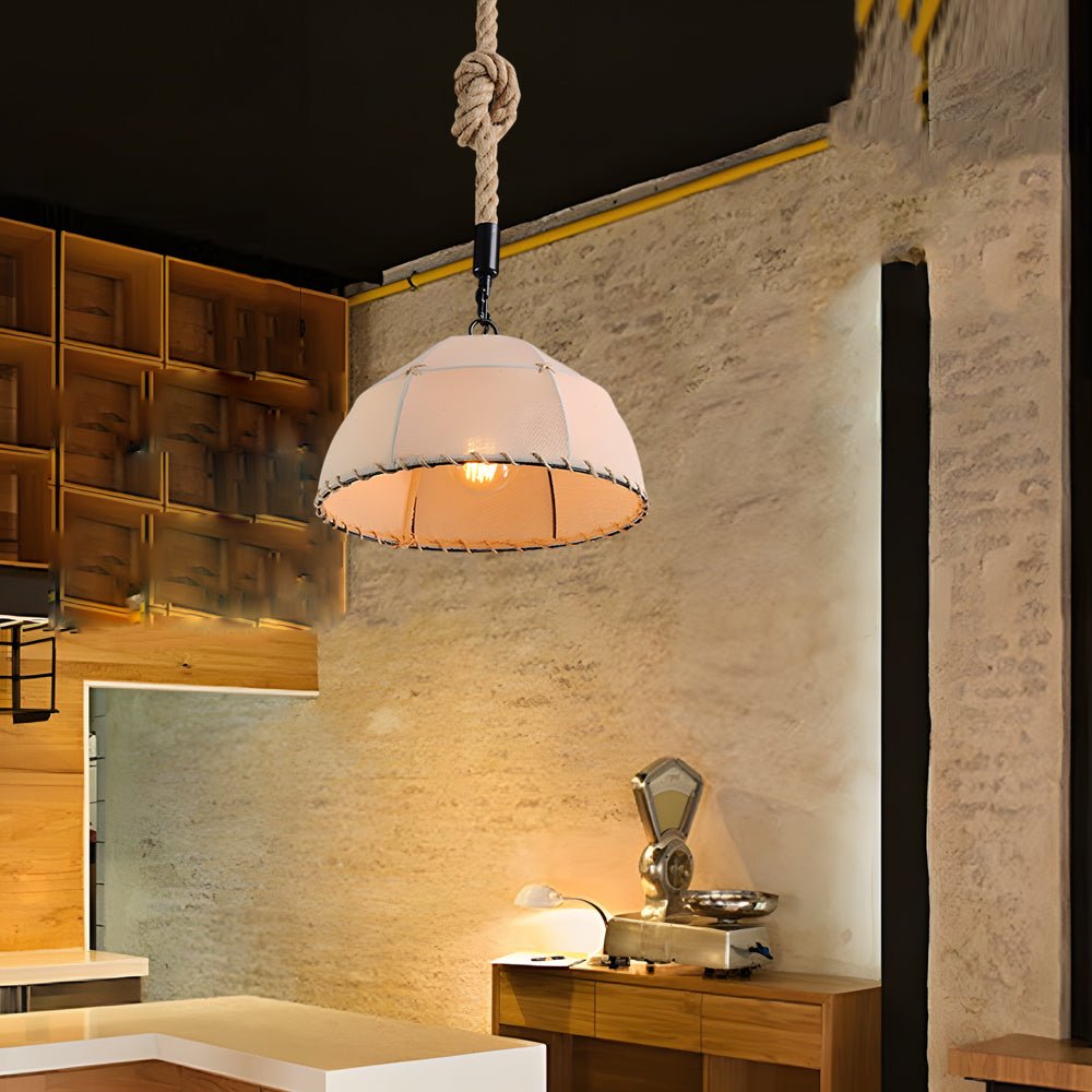 RAVENSHILL HEMP-WRAPPED LINEN CHANDELIER WITH LED GLOW