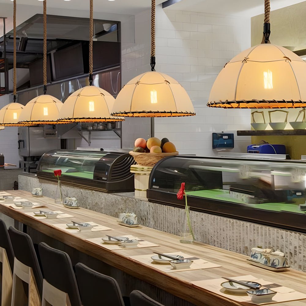 RAVENSHILL HEMP-WRAPPED LINEN CHANDELIER WITH LED GLOW
