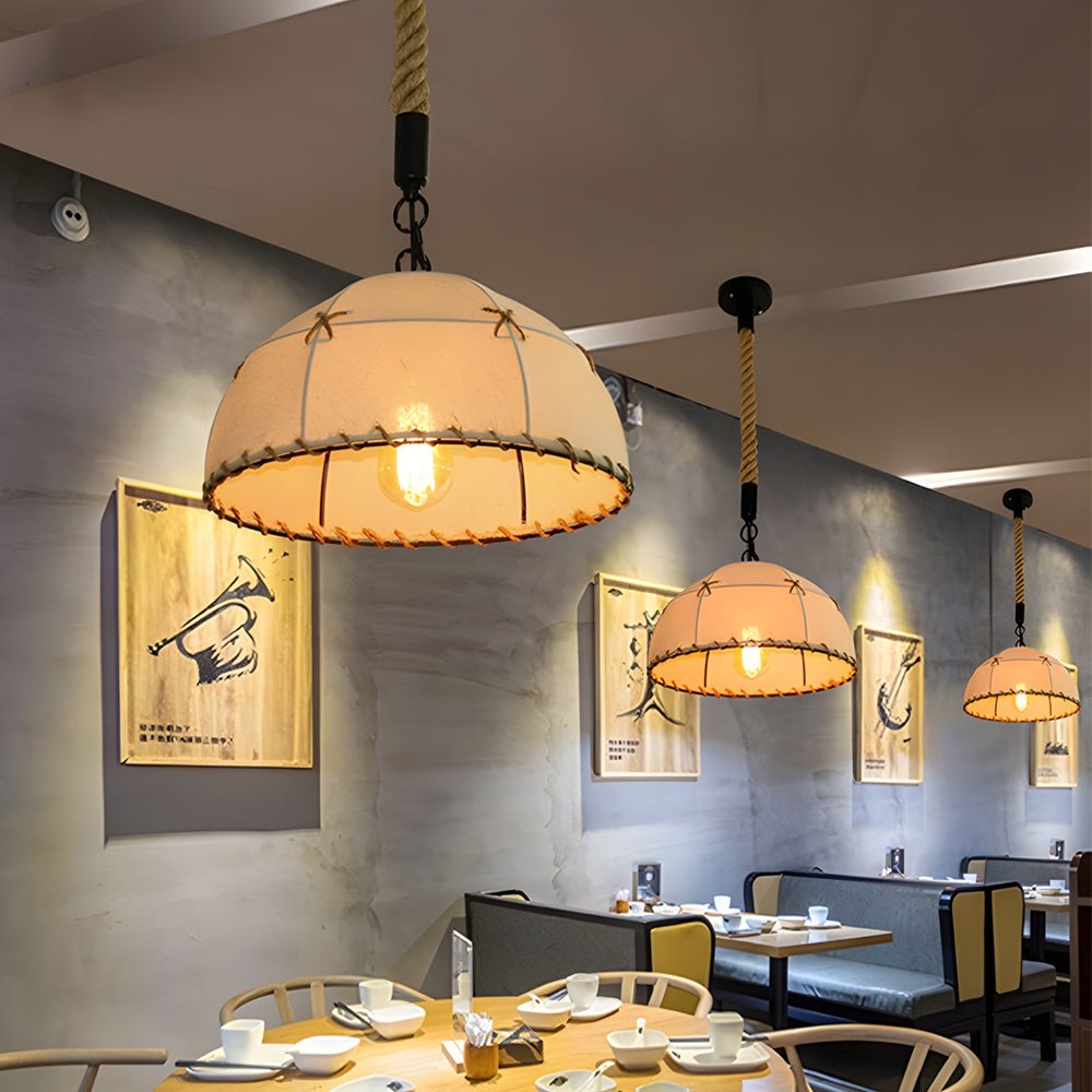 RAVENSHILL HEMP-WRAPPED LINEN CHANDELIER WITH LED GLOW