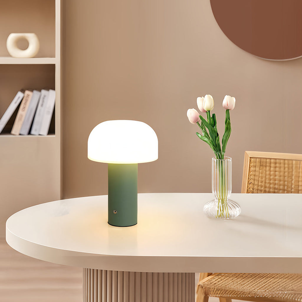 FENWICK IRON STEM MUSHROOM SHADE TABLE LAMP