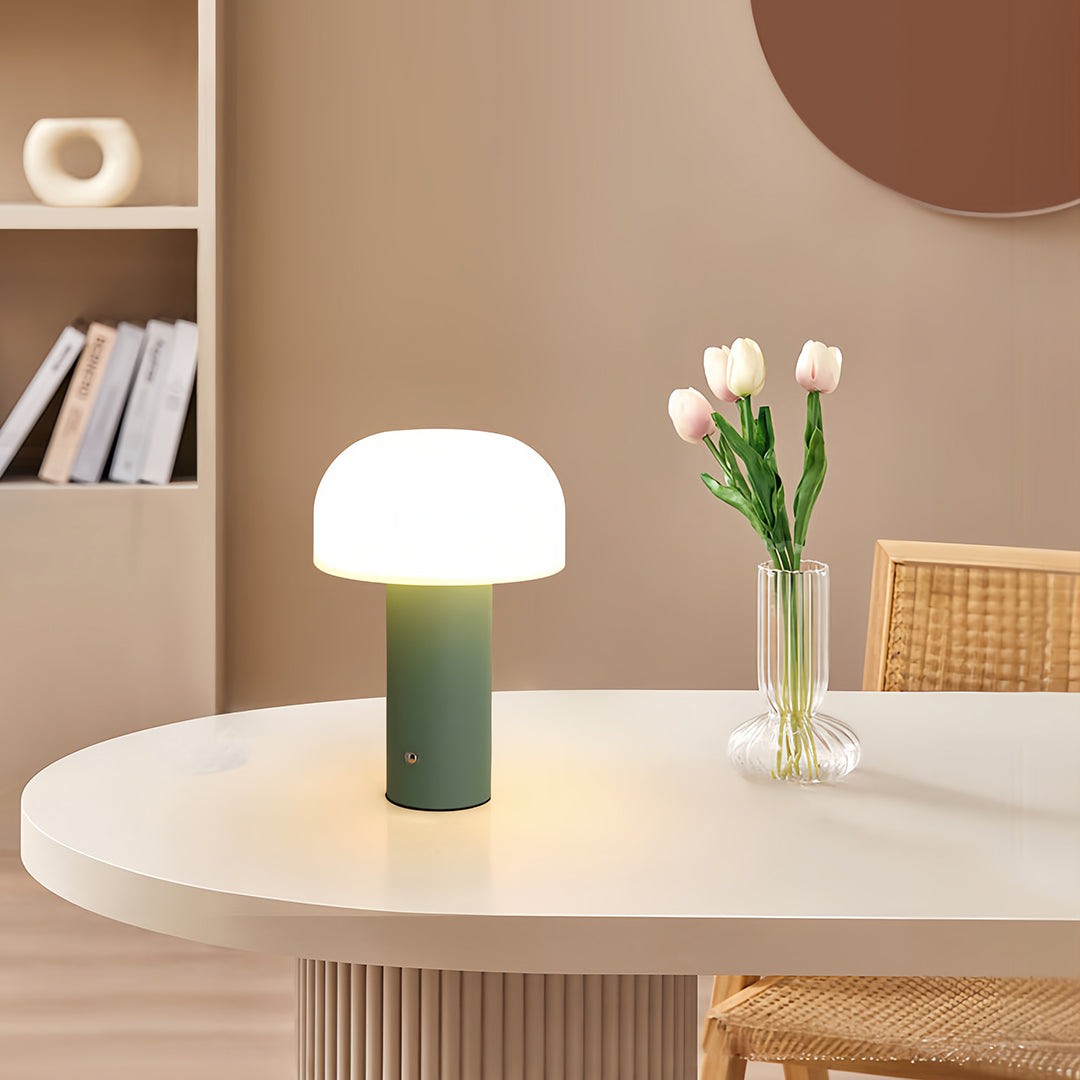 FENWICK IRON STEM MUSHROOM SHADE TABLE LAMP