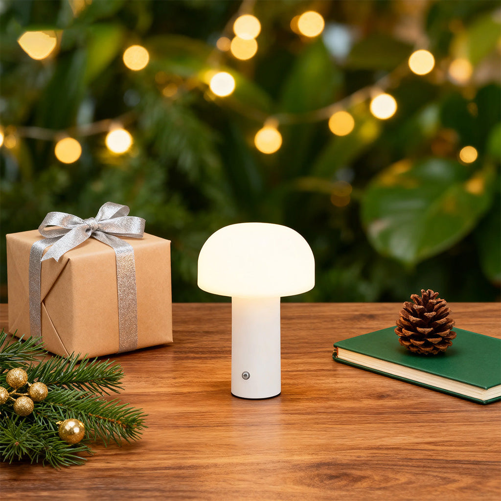 FENWICK IRON STEM MUSHROOM SHADE TABLE LAMP