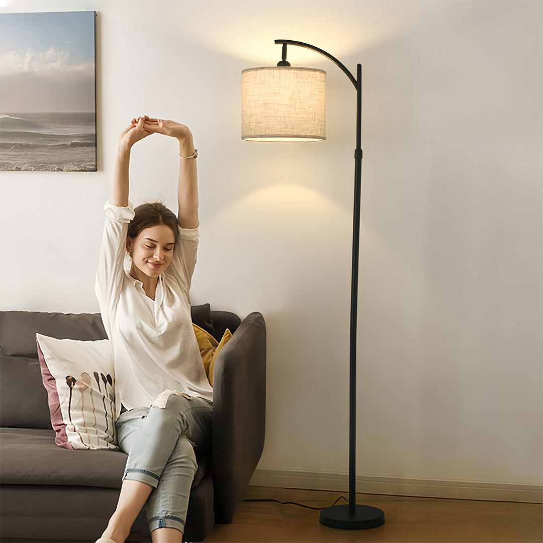 WINDSOR ARC METAL FLOOR LAMP WITH FABRIC SHADE