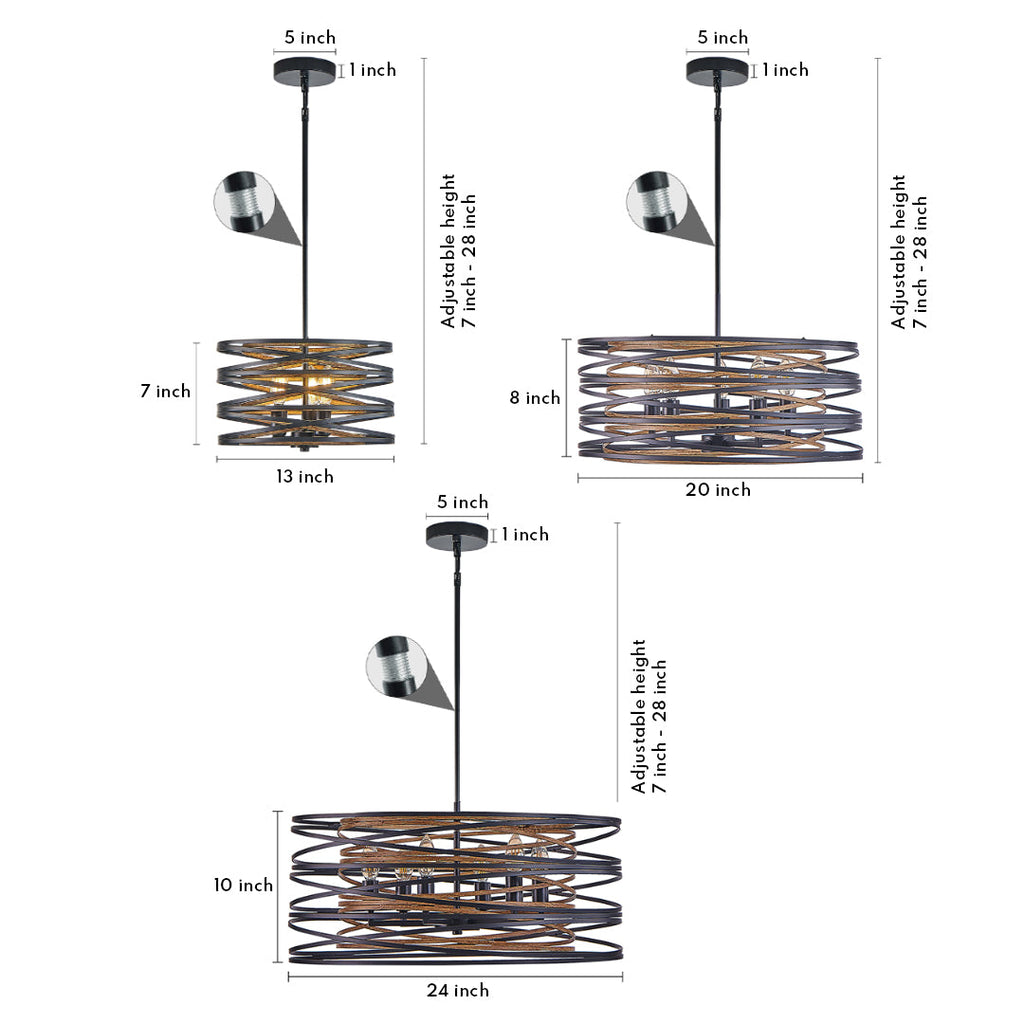 RAVENHURST IRON CAGE CYLINDRICAL PENDANT LIGHT