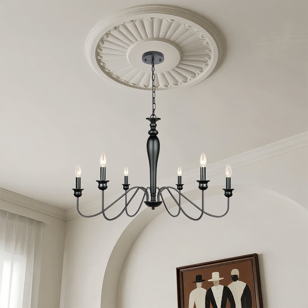 RAVENHURST BLACK CANDLELIGHT CEILING LANTERN WITH CUSTOM CHAIN
