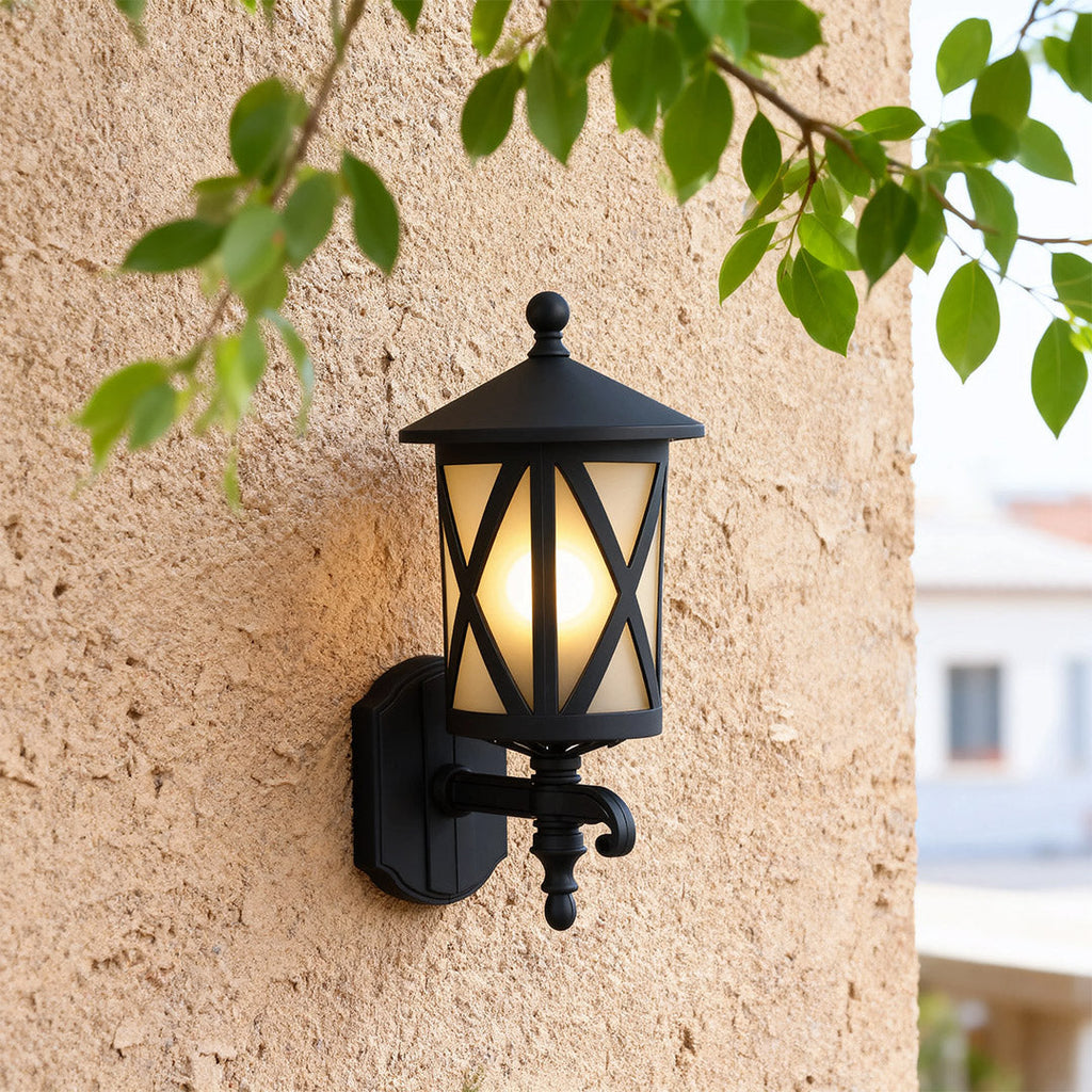 RAVENSTONE OUTDOOR BRASS WALL LANTERN, EUROPEAN INSPIRED WATER-RESISTANT DESIGN
