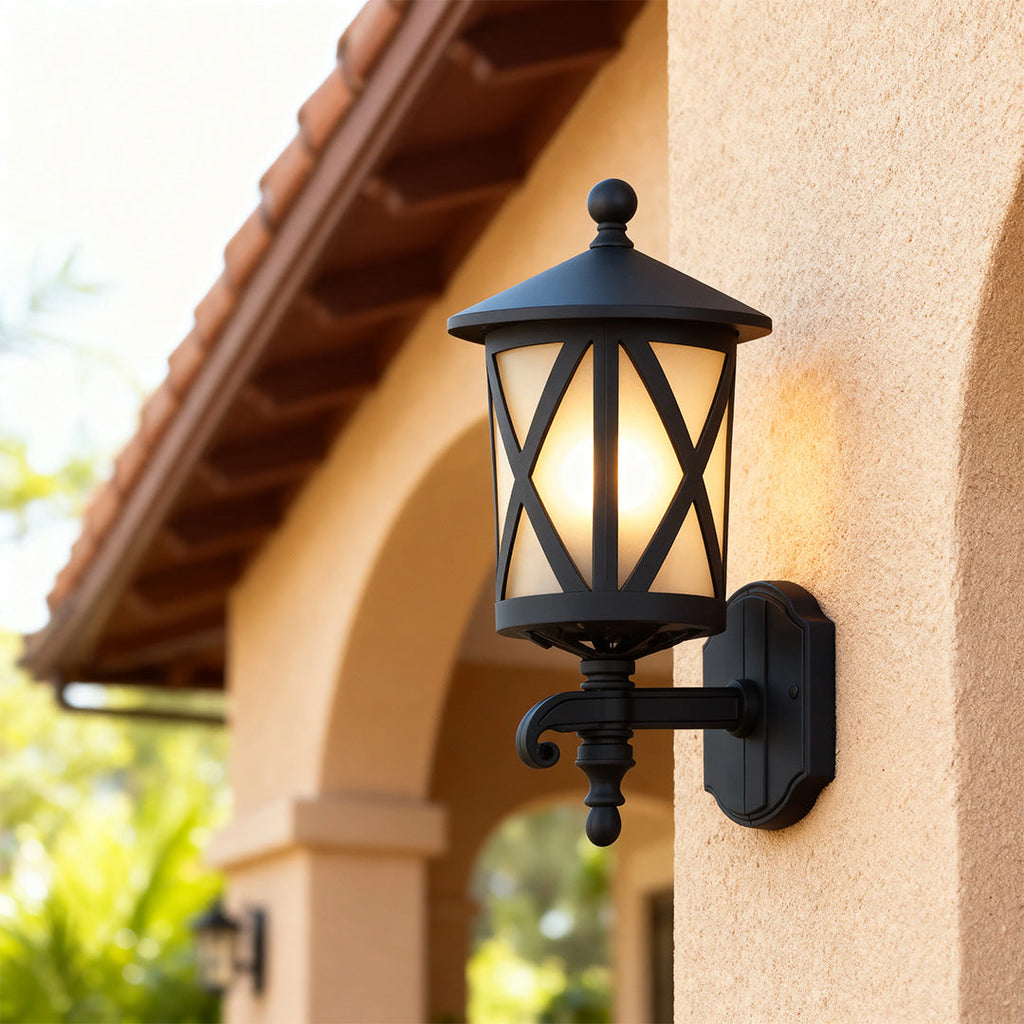 RAVENSTONE OUTDOOR BRASS WALL LANTERN, EUROPEAN INSPIRED WATER-RESISTANT DESIGN