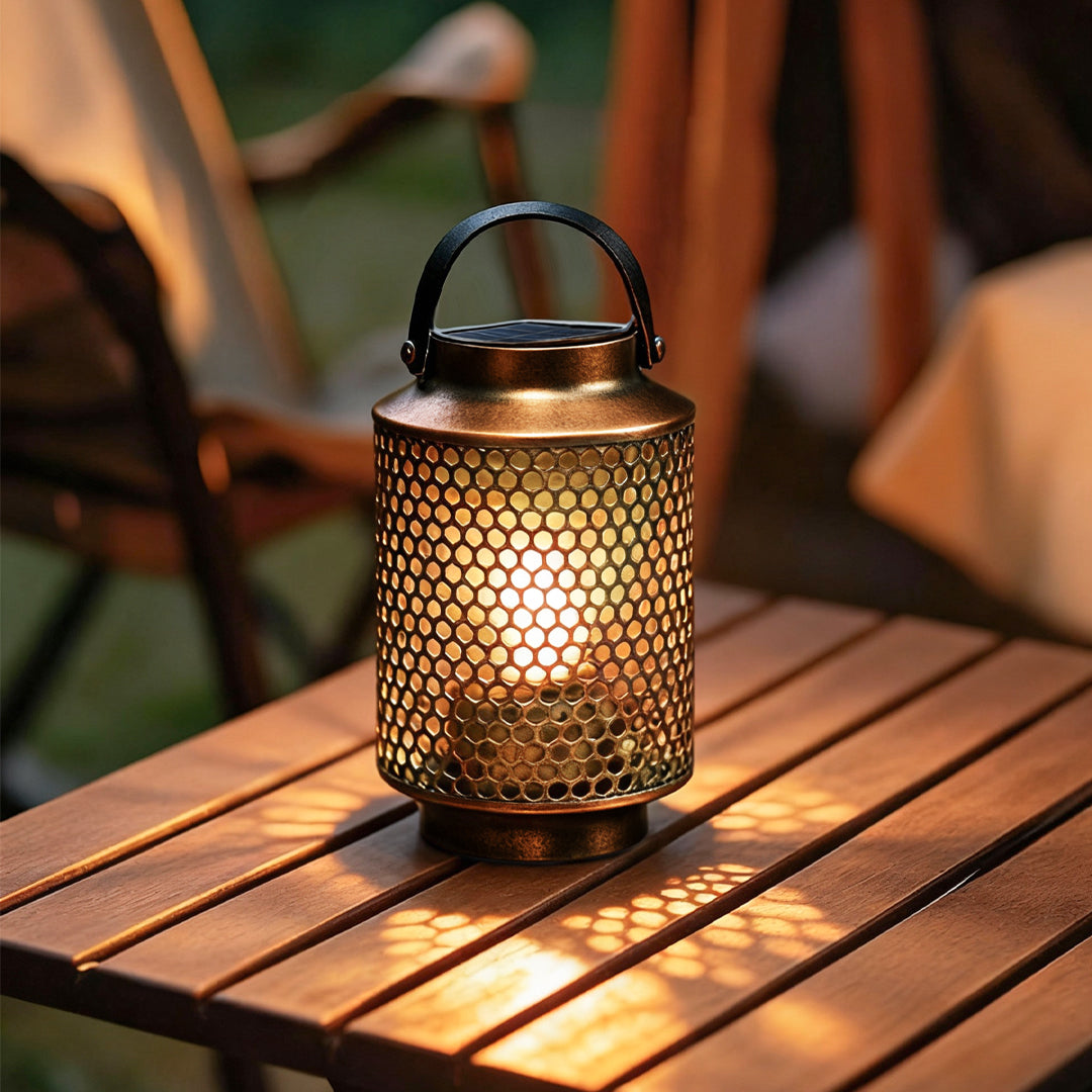 WINDSOR WROUGHT IRON SOLAR GLOW LANTERN
