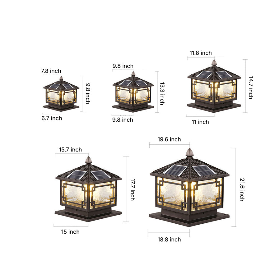 WINDSOR SOLAR GARDEN PILLAR LANTERN WITH WEATHERPROOF DESIGN