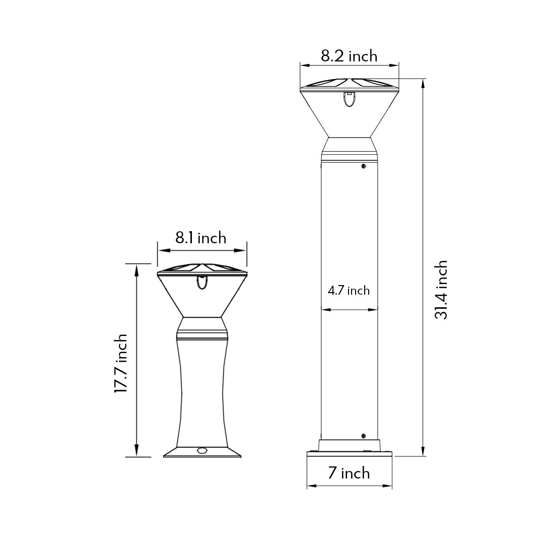 RAVENSHILL MODERN GARDEN BOLLARD LANTERN