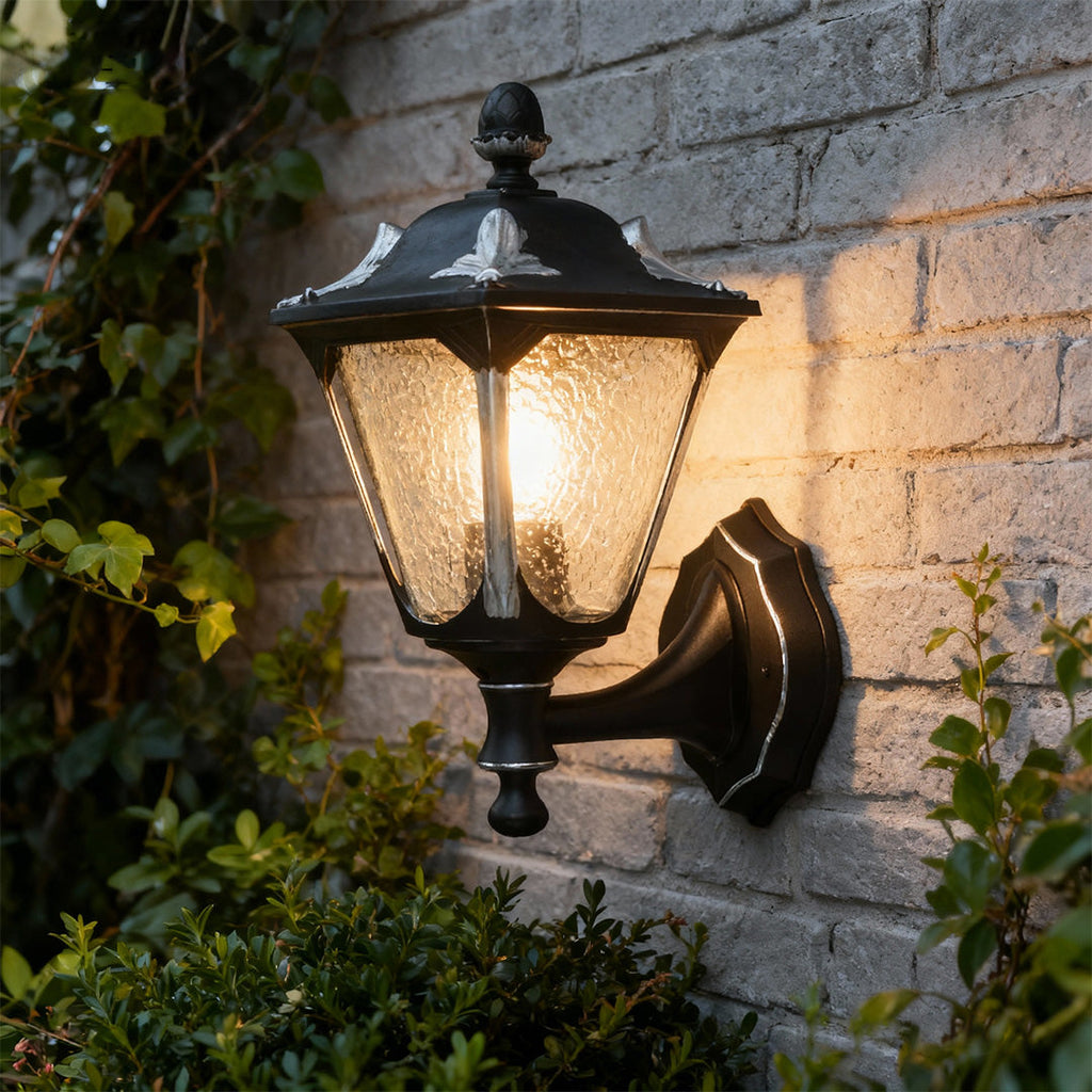 WINTHORPE WEATHERED ALUMINUM WALL LANTERN WITH GLASS ENCLOSURE